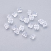 Tapas de silicona de 6 mm con forma de trébol para pendientes de clavo - Transparentes x10