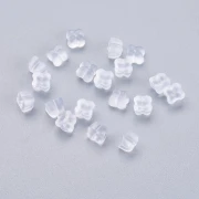 Tapas de silicona de 6 mm con forma de trébol para pendientes de clavo - Transparentes x10