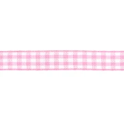 Cinta de guinga de poliéster de 10 mm - Rosa - Blanco x1m