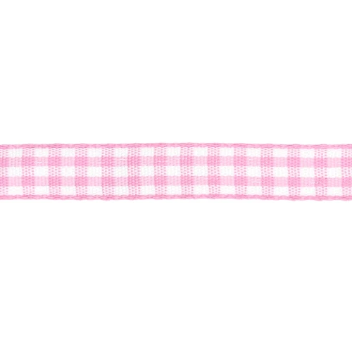 Cinta de guinga de poliéster de 10 mm - Rosa - Blanco x1m