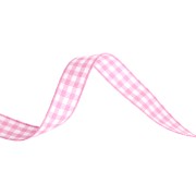 Cinta de guinga de poliéster de 10 mm - Rosa - Blanco x1m
