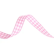 Cinta de guinga de poliéster de 10 mm - Rosa - Blanco x1m