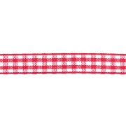 Cinta de guinga de poliéster de 10 mm - Roja - Blanca x1m