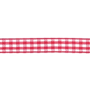 Cinta de guinga de poliéster de 10 mm - Roja - Blanca x1m