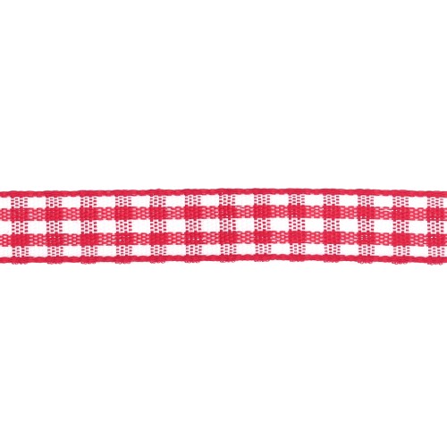 Cinta de guinga de poliéster de 10 mm - Roja - Blanca x1m