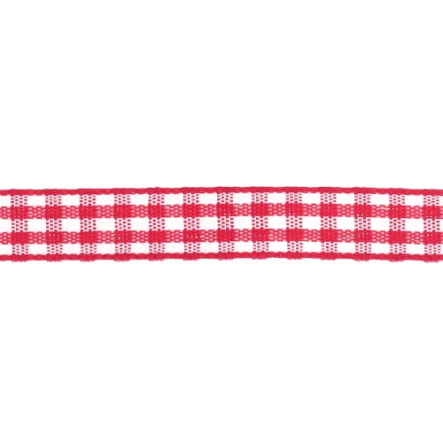 Cinta de guinga de poliéster de 10 mm - Roja - Blanca x1m