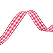 Cinta de guinga de poliéster de 10 mm - Roja - Blanca x1m