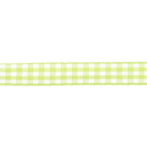 Cinta de guinga de poliéster de 10 mm - Verde claro - Blanco x1m