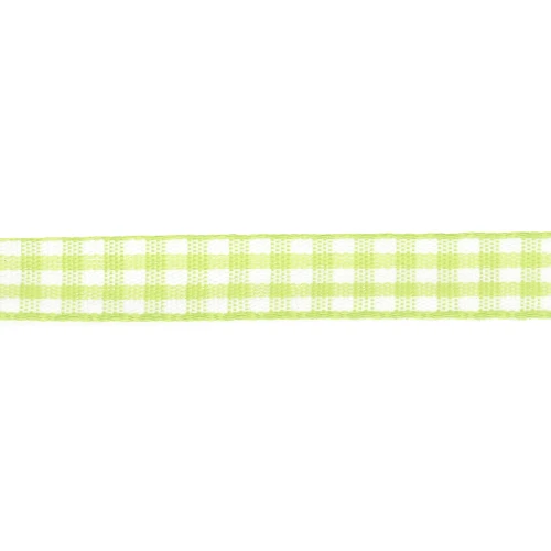 Cinta de guinga de poliéster de 10 mm - Verde claro - Blanco x1m