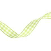 Cinta de guinga de poliéster de 10 mm - Verde claro - Blanco x1m
