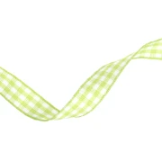 Cinta de guinga de poliéster de 10 mm - Verde claro - Blanco x1m