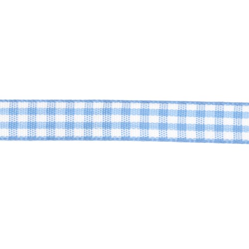 Cinta de guinga de poliéster de 10 mm - Azul claro - Blanco x1m