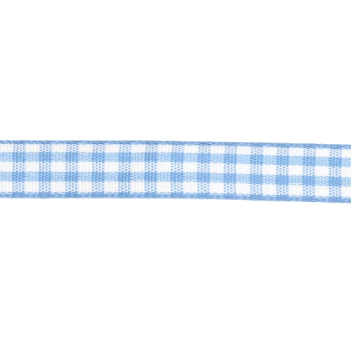 Cinta de guinga de poliéster de 10 mm - Azul claro - Blanco x1m