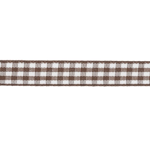 Cinta de guinga de poliéster de 10 mm - Marrón - Blanco x1m
