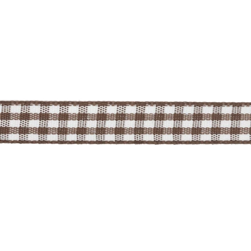Cinta de guinga de poliéster de 10 mm - Marrón - Blanco x1m