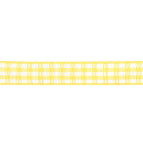 Cinta de guinga de poliéster de 10 mm - Amarillo - Blanco x1m
