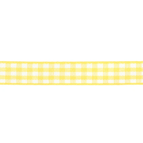 Cinta de guinga de poliéster de 10 mm - Amarillo - Blanco x1m