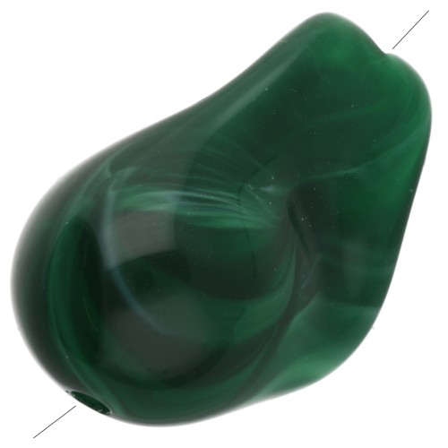 Cuentas irregulares 21x15 mm en resina opaca - Verde oscuro jaspeado x10