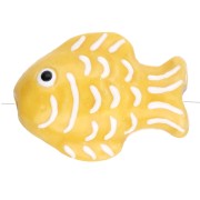 Cuenta pez cerámica 27x20 mm - Amarillo - Blanco x1