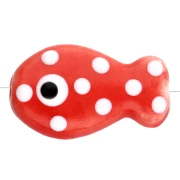 19x11,5 mm Cuenta pez de cerámica - Roja - Blanca x1