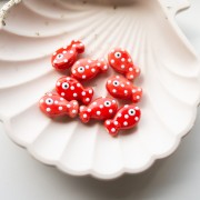 19x11,5 mm Cuenta pez de cerámica - Roja - Blanca x1