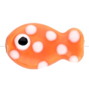 Cuenta de cerámica 19x11,5 mm pez lunares - Naranja - Blanco x1
