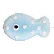 19x11,5 mm Perla pez de cerámica - Azul cielo - Blanca x1