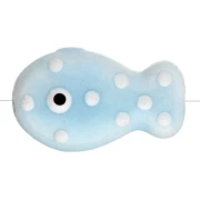 19x11,5 mm Perla pez de cerámica - Azul cielo - Blanca x1