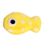 19x11,5 mm Cuenta pez de cerámica, lunares - Amarillo - Blanco x1