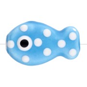 19x11,5 mm Perla pez de cerámica - Azul - Blanca x1