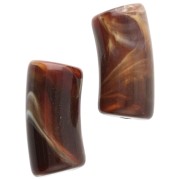 Cuentas de tubo curvado 29x14 mm en acrílico opaco - Marrón oscuro jaspeado - Beige x10