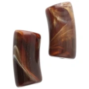 Cuentas de tubo curvado 29x14 mm en acrílico opaco - Marrón oscuro jaspeado - Beige x10