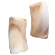 Cuentas de tubo curvado 29x14 mm en acrílico opaco - Beige jaspeado - Marrón x10