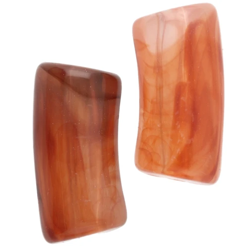Cuentas de tubo curvado 29x14 mm en acrílico transparente - Marrón jaspeado x10