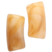 Cuentas de tubo curvado 29x14 mm en acrílico translúcido - Ámbar jaspeado - Blanco x10