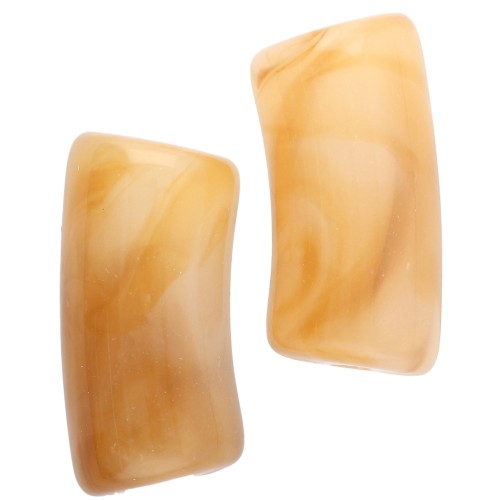 Cuentas de tubo curvado 29x14 mm en acrílico translúcido - Ámbar jaspeado - Blanco x10
