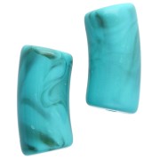 Cuentas tubo curvado 29x14 mm en acrílico opaco - Turquesa jaspeado - Marrón x10