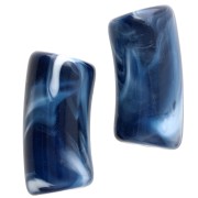 Cuentas de tubo curvado 29x14 mm en acrílico opaco - Azul oscuro jaspeado - Blanco x10