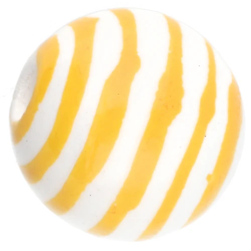 Cuentas redondas de cerámica rayadas 12 mm - Blanco - Amarillo x4