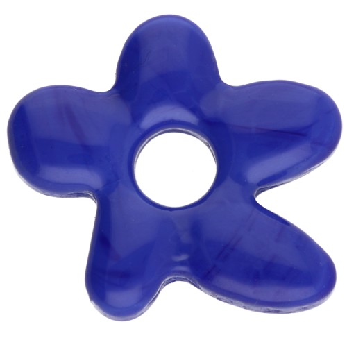 Cuenta flor irregular 18x17 mm en vidrio opaco - Azul oscuro x1
