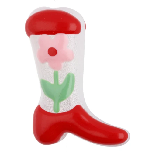 Perla Santiag - bota vaquera 24x17 mm cristal - Motivo floral - Rojo - Rosa