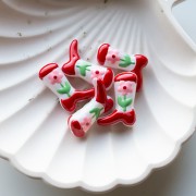 Perla Santiag - bota vaquera 24x17 mm cristal - Motivo floral - Rojo - Rosa