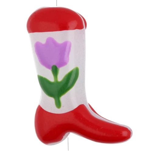 Perla Santiag - bota vaquera 24x17 mm cristal - Motivo floral - Rojo - Lila