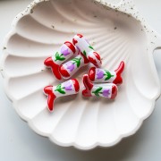 Perla Santiag - bota vaquera 24x17 mm cristal - Motivo floral - Rojo - Lila