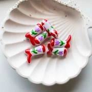 Perla Santiag - bota vaquera 24x17 mm cristal - Motivo floral - Rojo - Lila