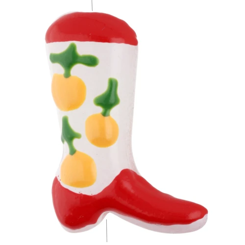 Perla Santiag - bota vaquera 24x17 mm cristal - Motivo Fruta - Rojo - Melocotón