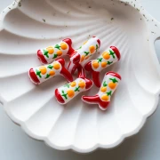 Perla Santiag - bota vaquera 24x17 mm cristal - Motivo Fruta - Rojo - Melocotón