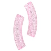 Rosa - Cuentas de acrílico transparente 32x8 mm tubo curvado - Rosa Glitter Plateado x6 Cuentas de acrílico transparente 32x8 mm tubo curvado - Rosa Glitter Plateado x6