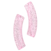 Cuentas de acrílico transparente 32x8 mm tubo curvado - Rosa Glitter Plateado x6