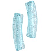 Cuentas tubo curvadas 19x5 mm en acrílico transparente - Azul Glitter Plateado x10